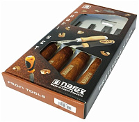 Набор плоских стамесок (6, 12, 20, 26) с деревянной рукояткой Wood Line Plus Narex 863201, 4 штуки в картонной коробке 